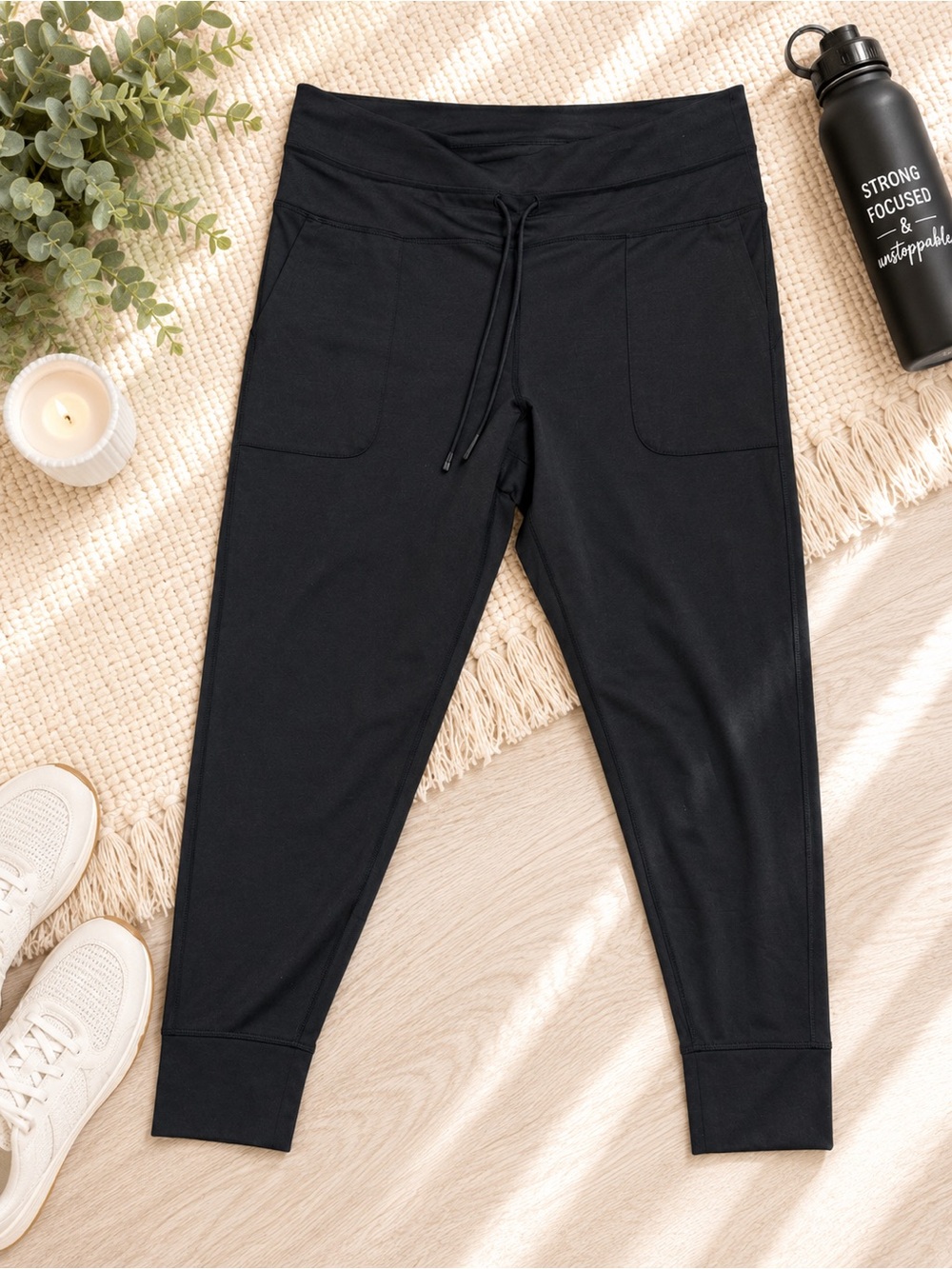 Old Navy Black Drawstring Jogger Pants with Front Pockets
